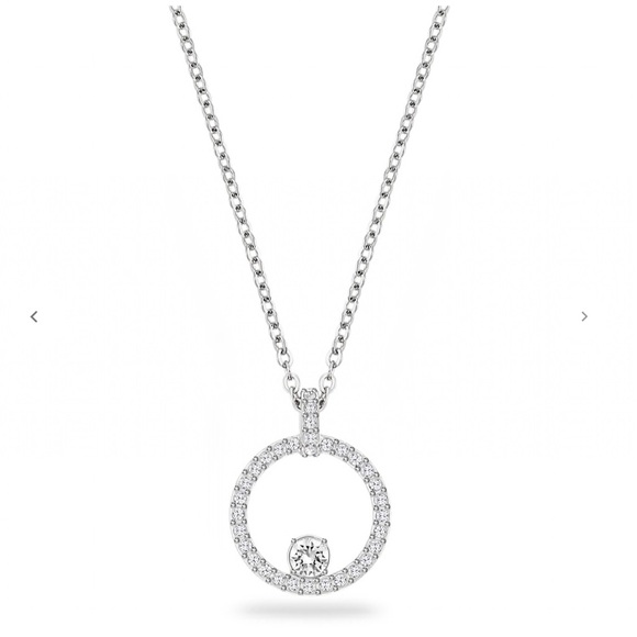 Swarovski Silver Necklace with Circular Crystal Pendant - Picture 3 of 4